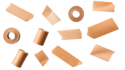 Medical plaster tape rolls, adhesive strips, isolated object , cut out transparent