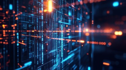 Fototapeta premium Abstract Digital Data Stream, Visualization of Information Flow and Network Architecture