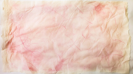 Fototapeta premium A textured, abstract background featuring soft pink and beige hues, reminiscent of crumpled paper or fabric.