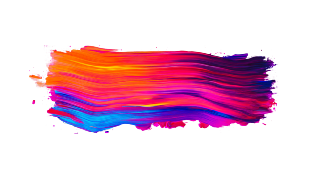 Abstract stroke of paint with various colors , cut out transparent