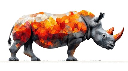 Artistic rhino rendered with edgy shapes high resolution photo