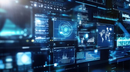 Obraz premium An AI powered system optimizing digital marketing campaigns by analyzing real time consumer engagement and ad performance, futuristic AI-driven marketing platform, Marketing technology style