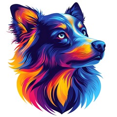 Cinematic wolf illustration with orange blue hues high resolution wallpaper