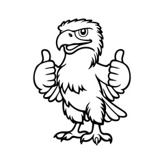 Obraz premium Eagle giving a thumbs-up. Vector illustration for mascots, logos, or coloring pages