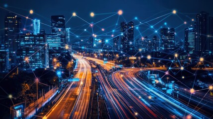 Smart City at Night, Networked Urban Landscape