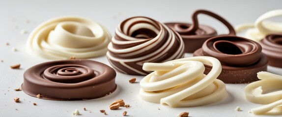 assorted chocolates display on white surface for sweet delights