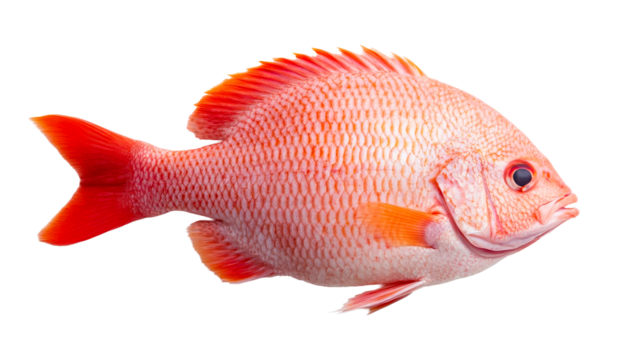 Red Snapper, vibrant color, underwater, tropical fish, isolated, cut out transparent