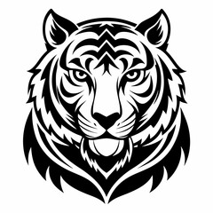 Obraz premium Striking Black and White Tiger Head Vector Illustration for Creative Design Elements.