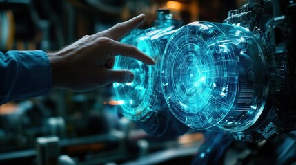 Futuristic Technology, Hand Interacting with a Holographic Engine