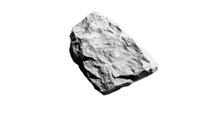 Rough-textured sedimentary rock formation, isolated element, cut out transparent