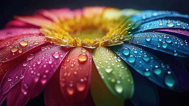 Vibrant flower petals with water droplets - Powered by Adobe