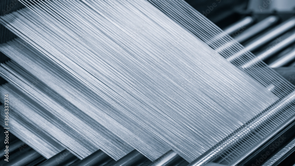 Aufkleber a machine is weaving a piece of fabric. the machine is made up of many parts, including a large meta