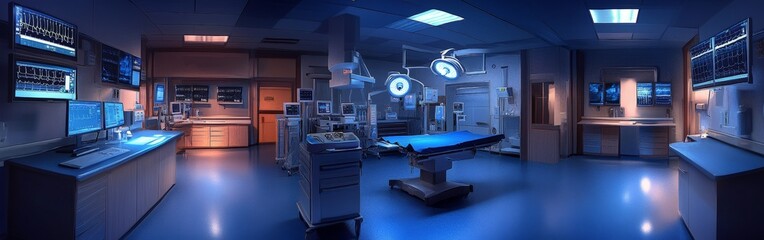 Surgical Team Performing an Operation in a High-Tech Operating Room