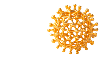 Abstract Gold Molecular Structure on Black Background, cut out transparent