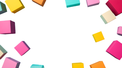 Colorful 3D Cubes Framing Black Backdrop, cut out transparent