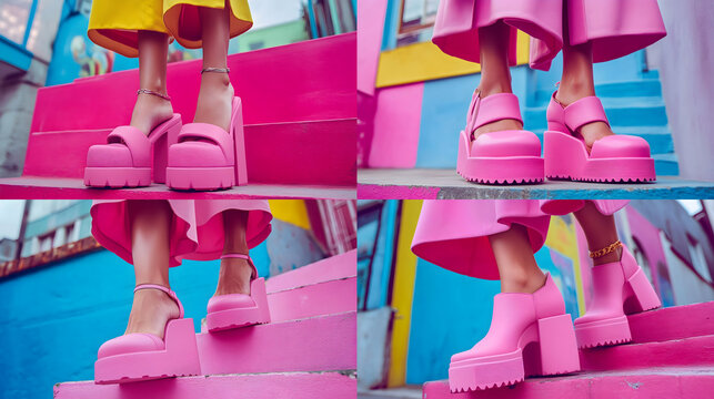 Chunky Pink Platform Sandals: Style Dive - Variations (Strong) by (relaxed)
