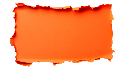 Textured orange paper with torn edges and a black backdrop, cut out transparent