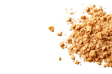 Pile of brown sugar granules, crystals, powder, cut out transparent