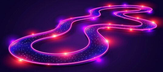 Minimalist data flow chart with glowing lines and circular nodes on a translucent background