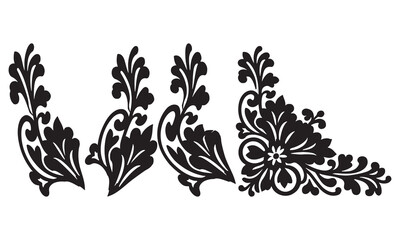 Elegant black flower silhouette vector, decorative floral design for artwork.