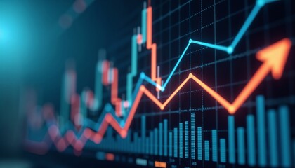 Naklejka premium Rising Trend Graph on a Plastic Board, Business Growth and Analytics Concept