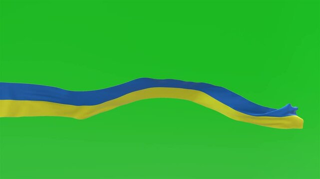Ukraine Flag Blue Yellow Ribbon on Green Screen 4K Video Footage
