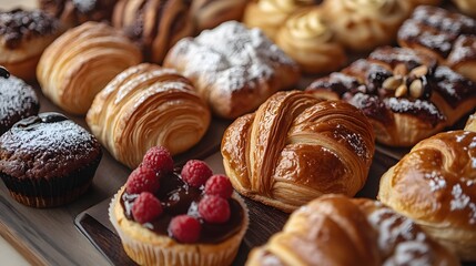 a collection of delicious pastries and baked goods, showcasing a variety of shapes, textures and ingredients