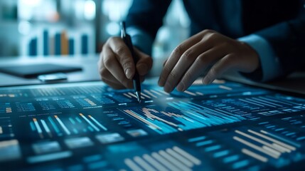 Data analyst working a large data table analyzing statistical information detailed work