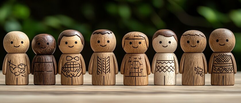 Wooden Figurines Diverse Cultures