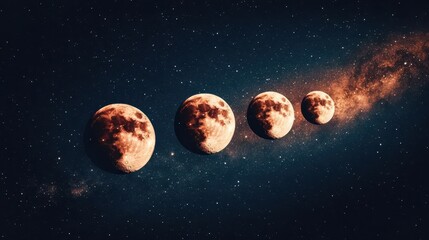 Phases of the Moon Across a Starry Cosmos with a Glimpse of Galactic Dust and Light