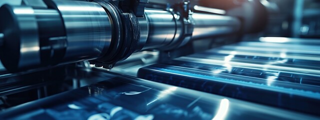 Fototapeta premium Large format printing machine in operation printing banners