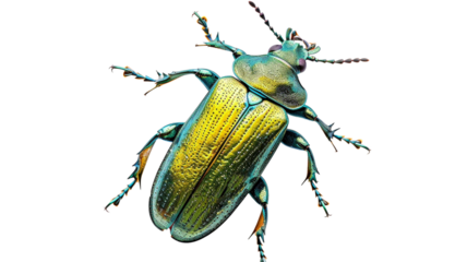 Green beetle isolated on white or transparent background PNG.
