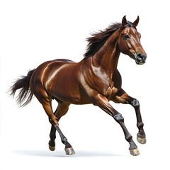 Obraz premium Stunning Chestnut Horse Galloping Dynamically Isolated on White Background