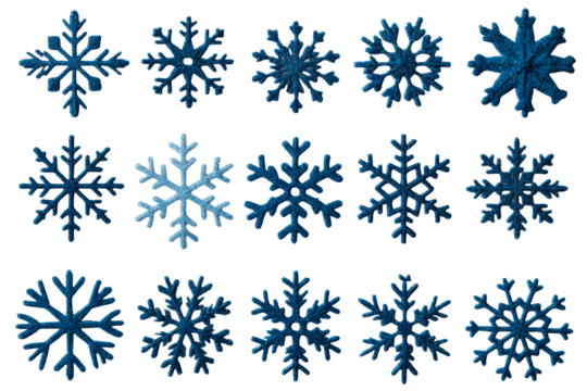 Group of Blue Glittery Snowflakes Ornament Backgrounds , cut out transparent