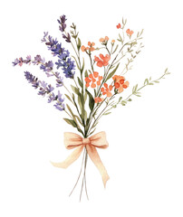 Obraz premium PNG Wildflower bouquet flowers watercolor lavender.