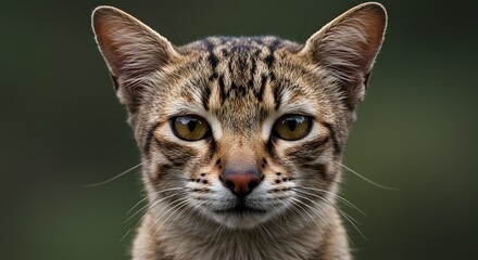 Naklejka premium Cat's Portrait: A close-up portrait of a cat, displaying striking eyes and distinctive markings.