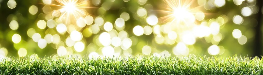 Obraz premium Sunny day, green grass, bokeh background, nature scene