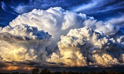 Obraz premium Landscape with a large thundercloud in the blue sky