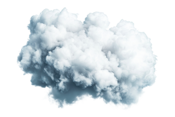 Cumulus cloud formation over black background, cut out transparent