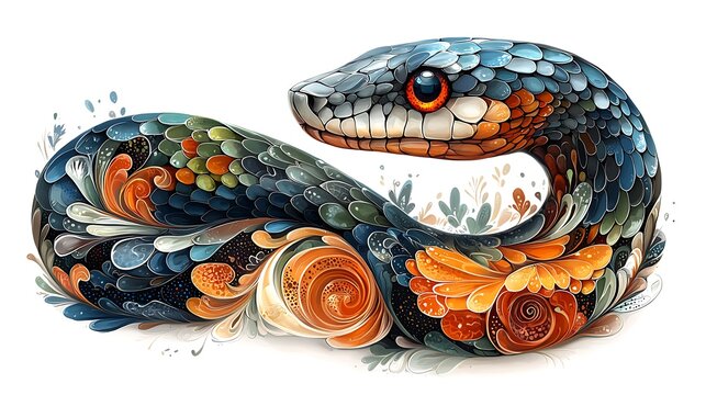 Artistic snake illustration with bold details high resolution photo