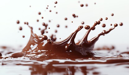 Fototapeta premium Delicious Melted Chocolate Splashing Dynamically Rich Brown Liquid Texture Background