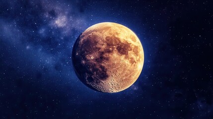 Vivid Full Moon Illuminating A Night Sky Filled With Stars And Celestial Wonders