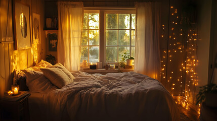 Cozy Bedroom Warm Light Relaxing Atmosphere