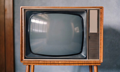 Sun glare on a retro TV in a minimalist void