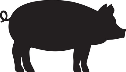Black Silhouette of a Pig Icon