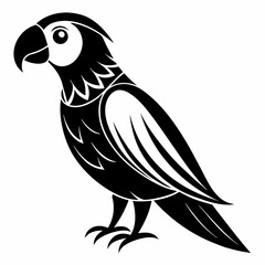 Fototapeta premium Elegant Black and White Parrot Illustration, Vector Image of a Tropical Bird
