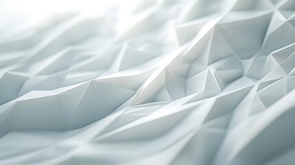 Abstract White Geometric Surface: Minimalist Polygonal Background with Light and Shadow for Modern Design, Perfect for Backdrops.