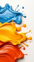 Fototapeta premium Bright and bold paint splashes on a clean white surface creating a stunning artistic visual impact