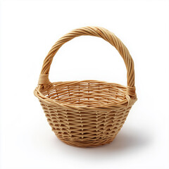 wicker basket, Isolated on white Background.