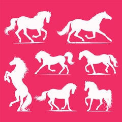 Elegant Silhouettes of Horses in Various Poses and Movements